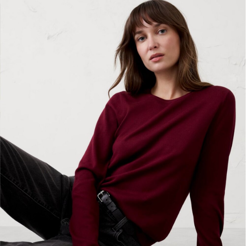 Banana Republic Forever Crew Neck Sweater in Bright Wine*